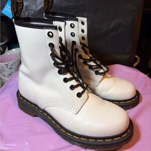 Dr. Martens White Leather Boots 7